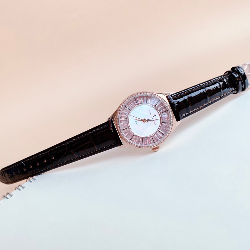 Đồng hồ nữ Christian Van Sant mặt tròn dây đen chính hãng