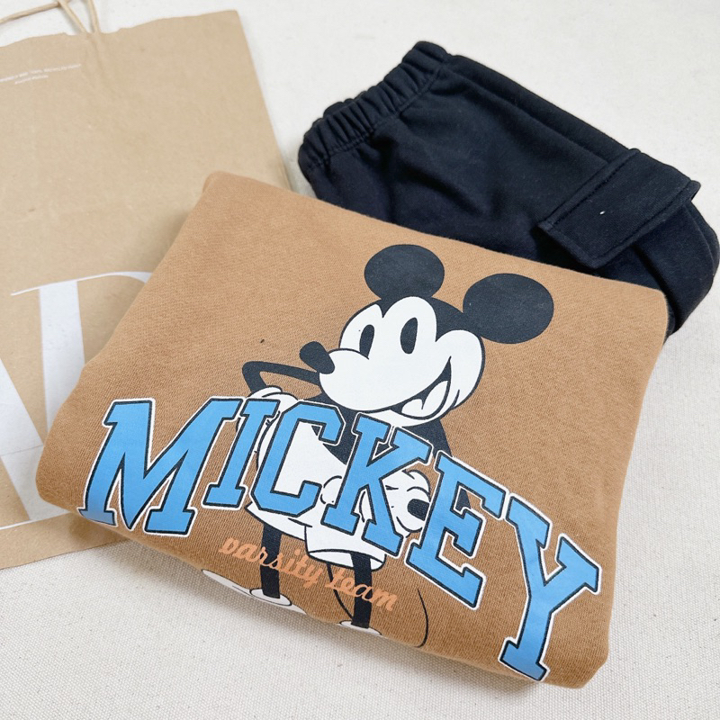 Set bộ hoodie Mickey nâu quần túi hộp cho bé trai siêu đẹp size từ 12-24 cân