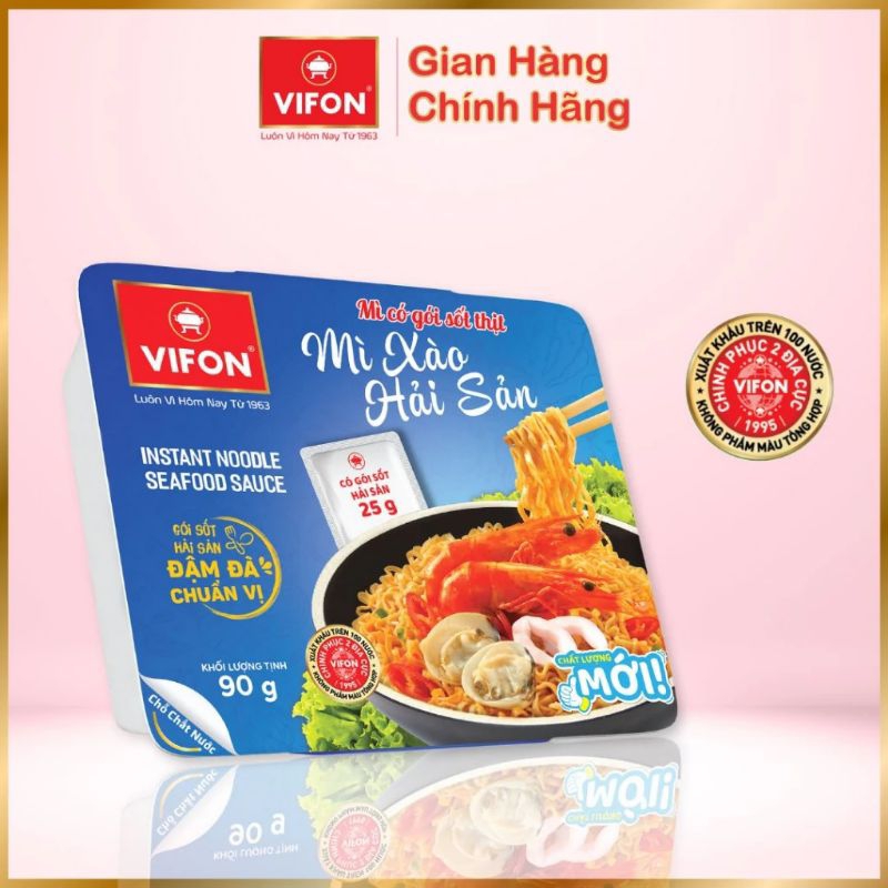 Combo 5 khay mì Vifon Mì tương đen/ Bò xào sa tế/ Mì xào hải sản/ Mì xào Spaghetti/ Mì trộn pad Thái/ Tôm chua cay thái