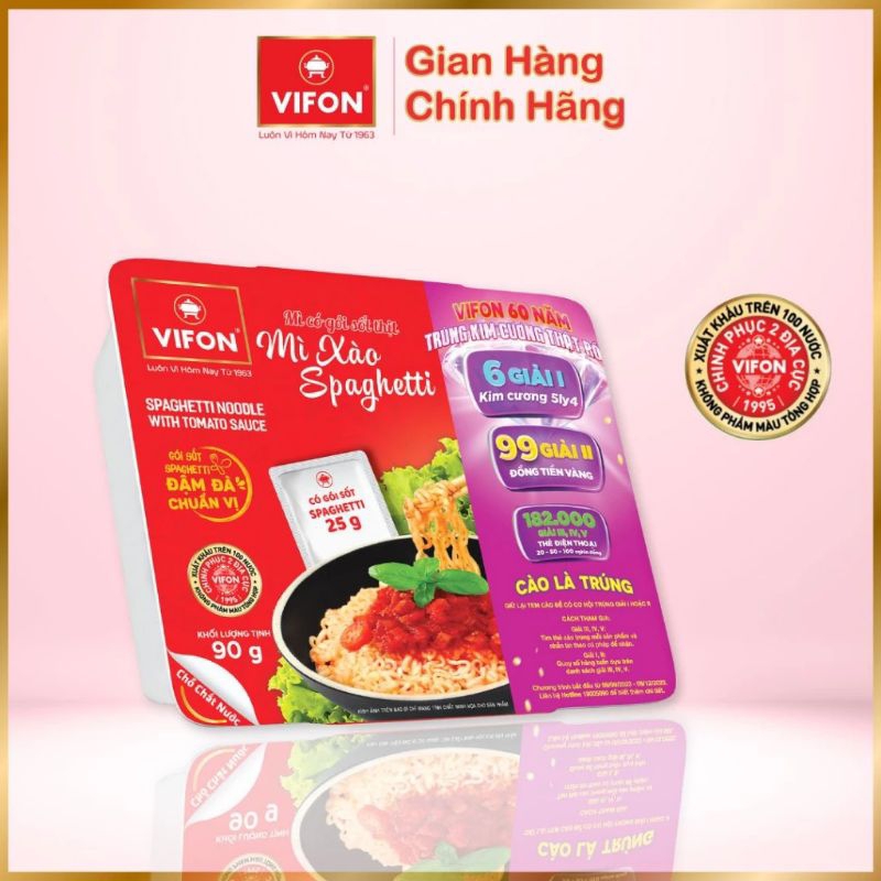 Combo 5 khay mì Vifon Mì tương đen/ Bò xào sa tế/ Mì xào hải sản/ Mì xào Spaghetti/ Mì trộn pad Thái/ Tôm chua cay thái