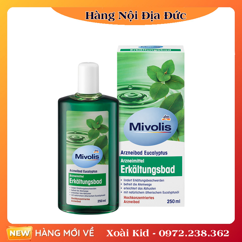 Tinh dầu tắm Mivolis chiết xuất từ lá khuynh diệp chống cảm cúm của Đức