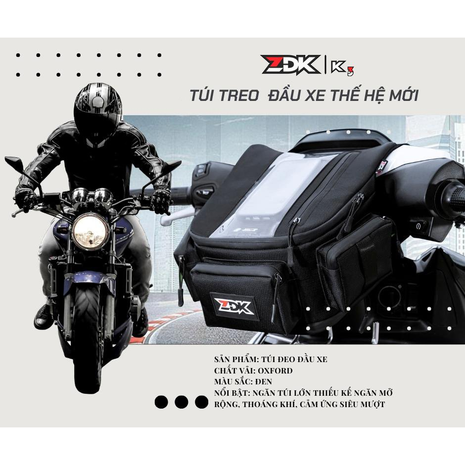 Túi treo xe máy ZDK3 để điện thoại vật dụng cá nhân siêu rộng rãi chính hãng
