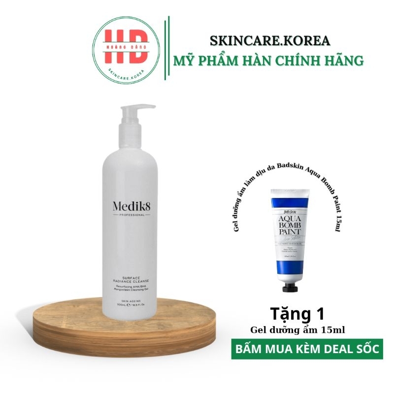 Sữa rửa mặt sạch sâu Medik8 Surface radiance ckeanser 500ml