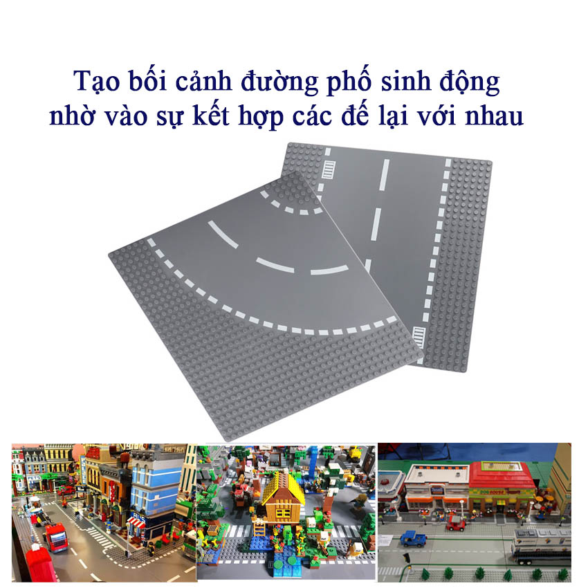 Đế lắp ghép cho đồ chơi xếp hình nhà hàng mini tạo bối cảnh đường trong thành phố