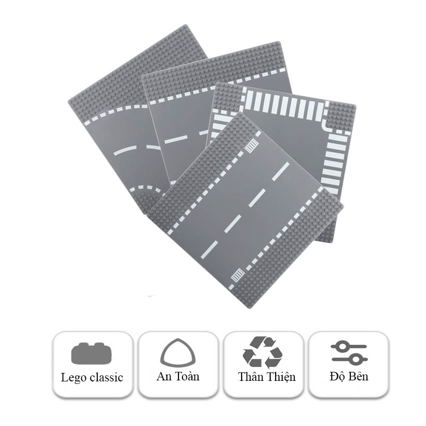 Đế lắp ghép cho đồ chơi xếp hình nhà hàng mini tạo bối cảnh đường trong thành phố