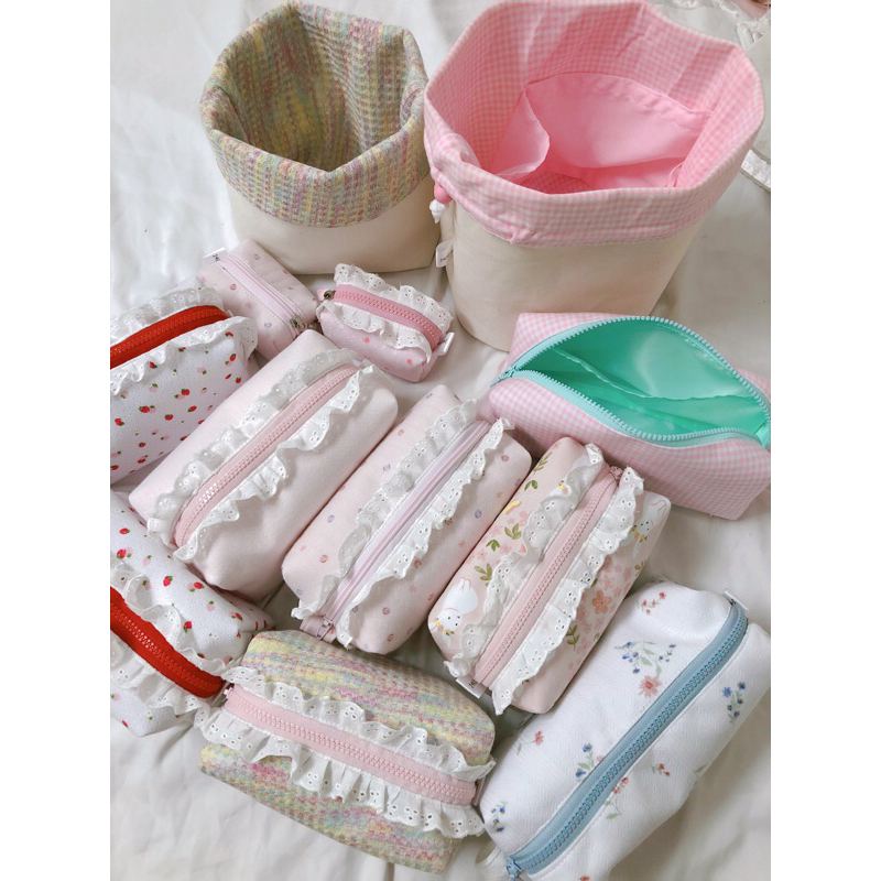 TÚI ĐỰNG ĐỒ MAKEUP - ĐỒ CÁ NHÂN CÓ REN LACE MAKEUP BAG MADE BY 1402.Sew 🪡🪡🪡