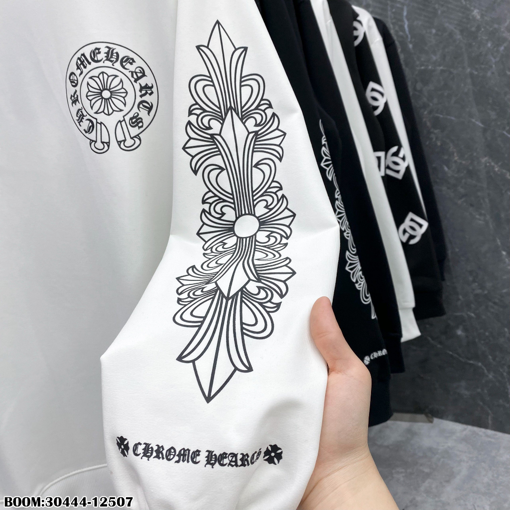 🔥Hot🔥Áo nỉ Chrome Hearts phối 2 màu in hình thiết kế hot trend Nam Nữ Thu Đông 2023