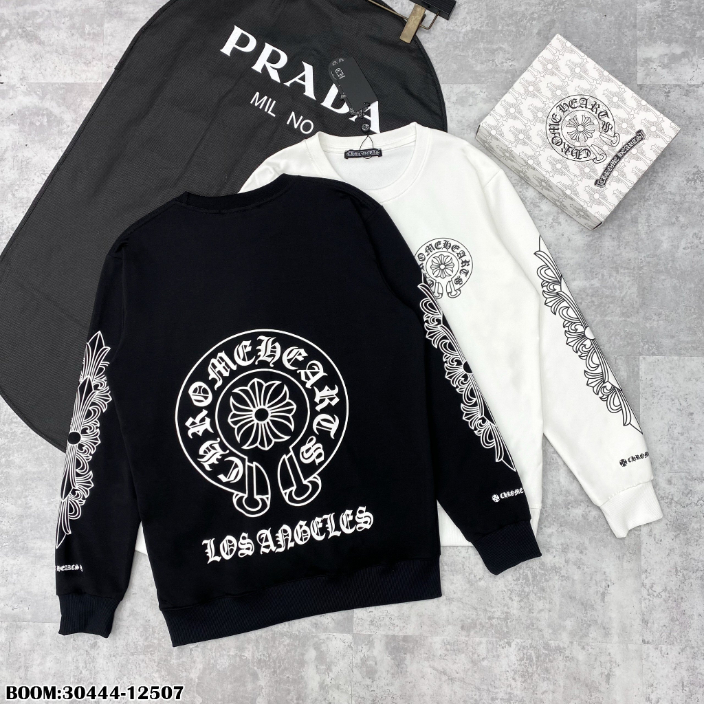 🔥Hot🔥Áo nỉ Chrome Hearts phối 2 màu in hình thiết kế hot trend Nam Nữ Thu Đông 2023