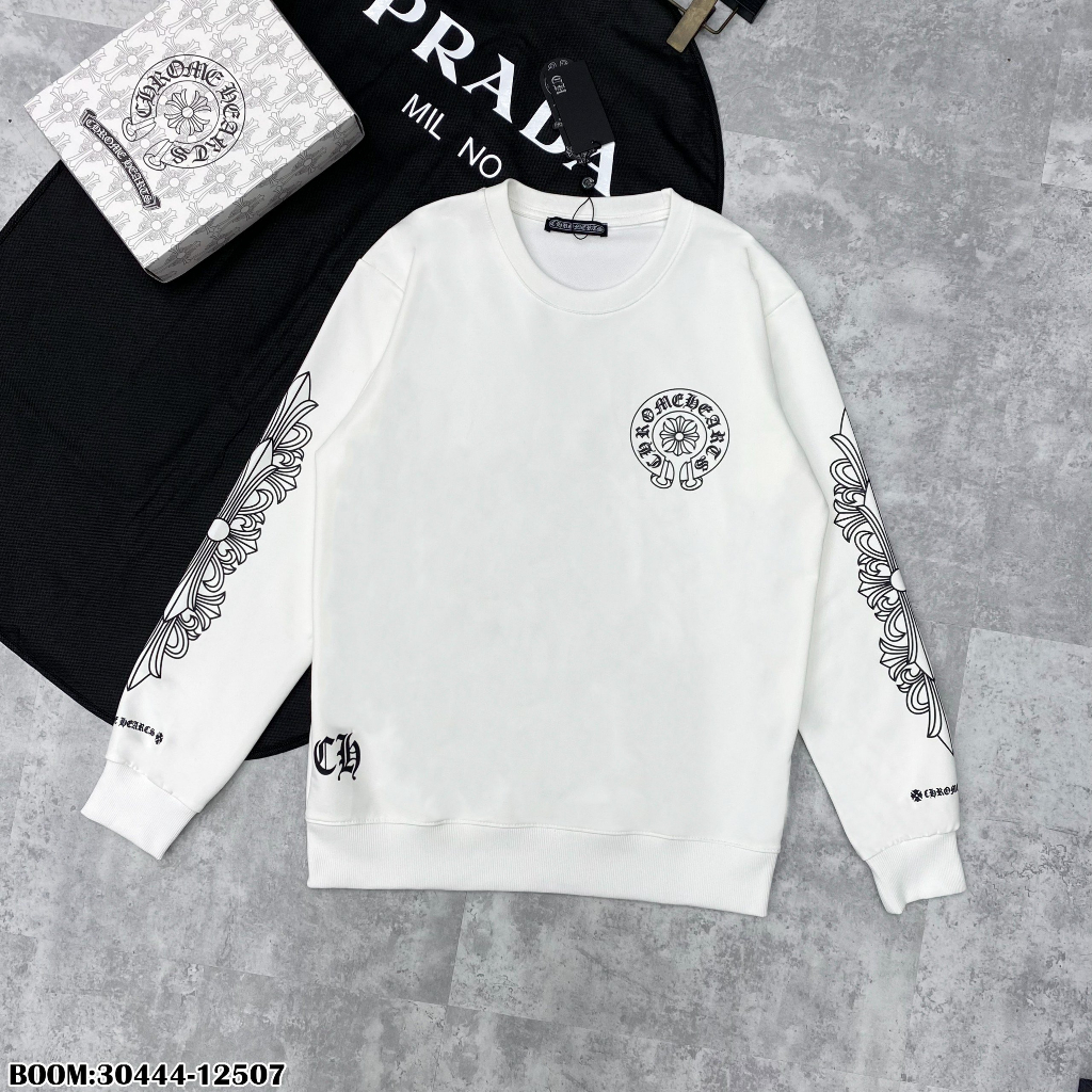 🔥Hot🔥Áo nỉ Chrome Hearts phối 2 màu in hình thiết kế hot trend Nam Nữ Thu Đông 2023