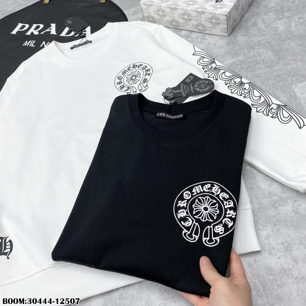 🔥Hot🔥Áo nỉ Chrome Hearts phối 2 màu in hình thiết kế hot trend Nam Nữ Thu Đông 2023