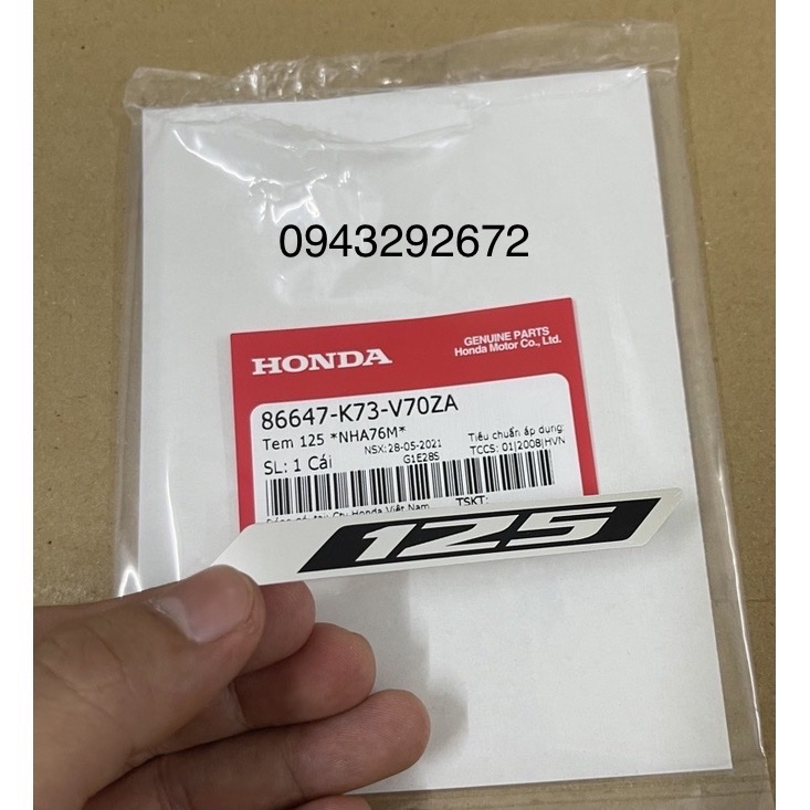 Tem Chữ 125 Dán ốp Sườn Future Led 125 Honda (86647K73V70ZA)