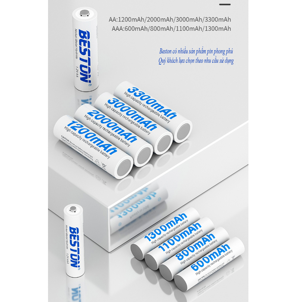 Pin sạc và sạc 1.2V AA/AAA - Dung lượng cao đến 3300mAh - BESTON