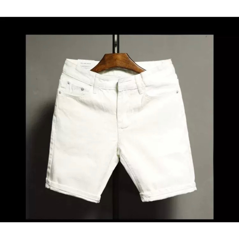 Quần Short jean nam co giản Short trắng rách .