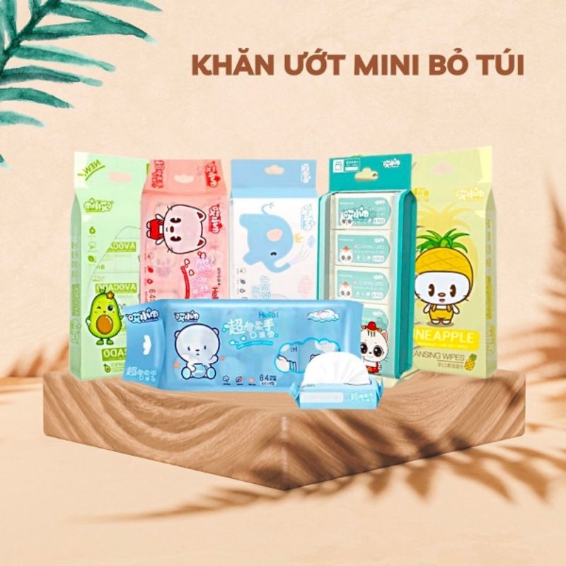Khăn ướt Mini bỏ túi tiện lợi mẫu hoạt hình dễ thương