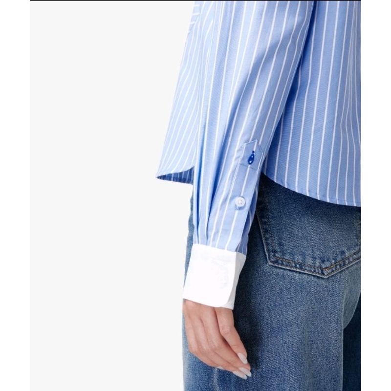 TheBlueTshirt - Áo sơ mi nữ sọc xanh - Morden Tuxedo Shirt - CCR Blue