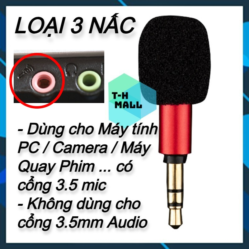 Mic Micro Thu Ghi Âm Thanh Nổi loại Aux Mini 3.5mm Cho Điện Thoại - Máy Tính - Laptop - MTB - Máy Quay Phim