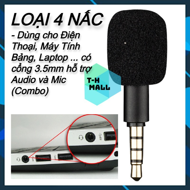 Mic Micro Thu Ghi Âm Thanh Nổi loại Aux Mini 3.5mm Cho Điện Thoại - Máy Tính - Laptop - MTB - Máy Quay Phim