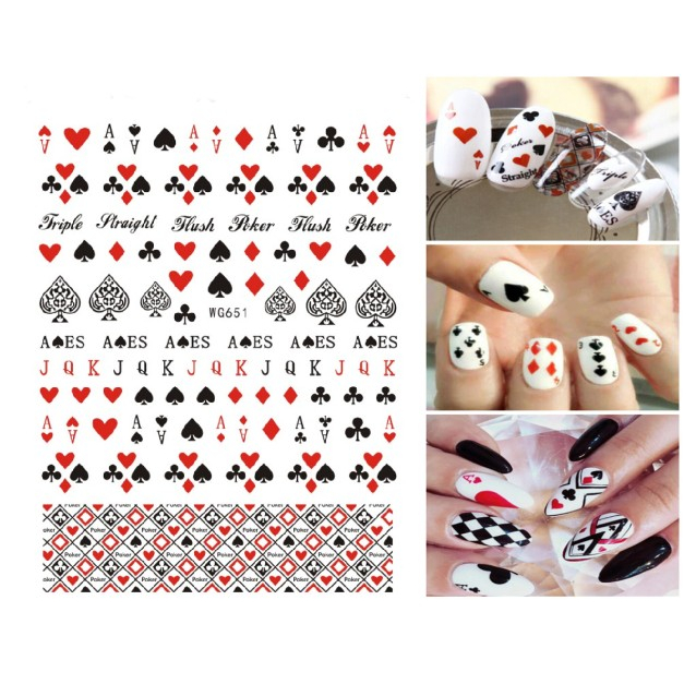 Sticker lá bài trang trí nail ,dán móng