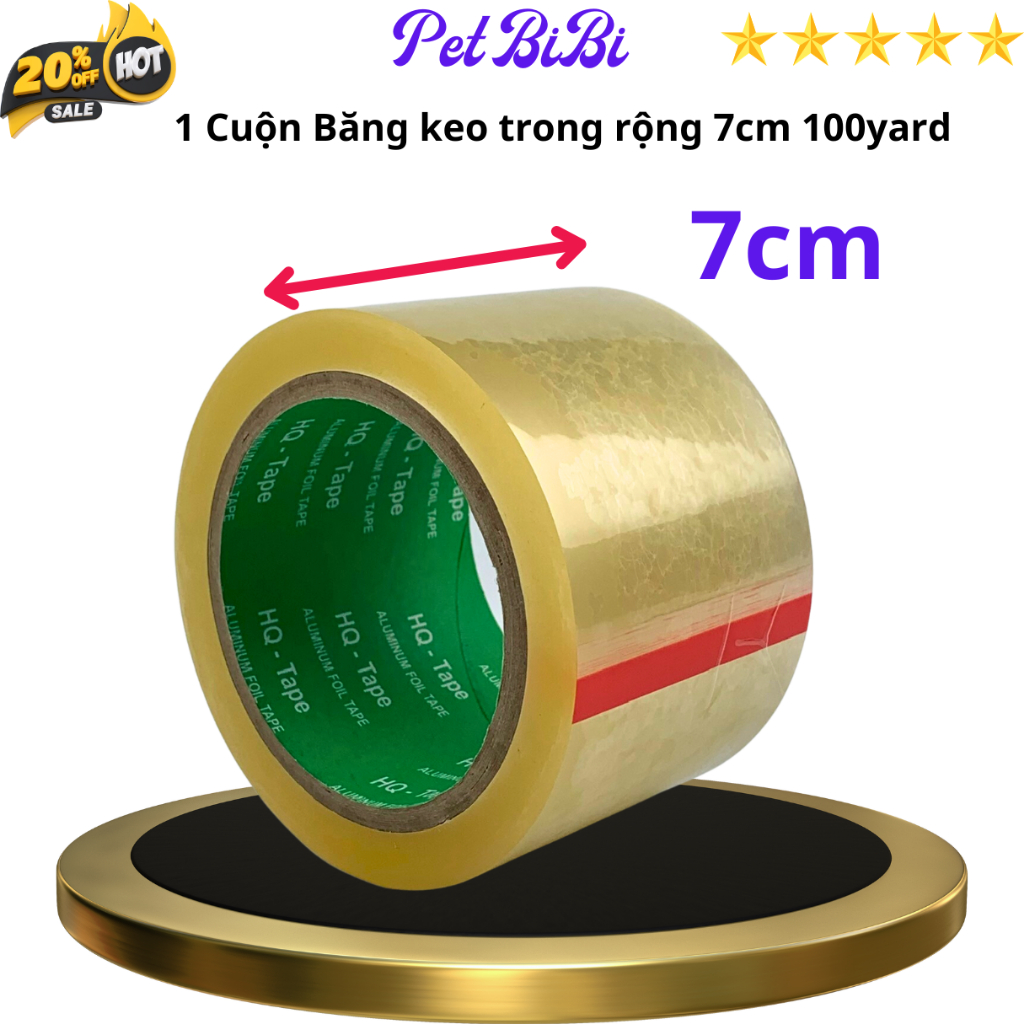 1 Cuộn băng keo trong rộng 7cm, 100yard, nặng 270gram, lõi giấy 3mm - Siêu Thị Băng Keo