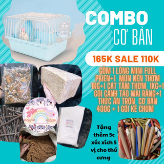 Combo đồ dùng cơ bản + lồng mini full phụ kiện cho hamster