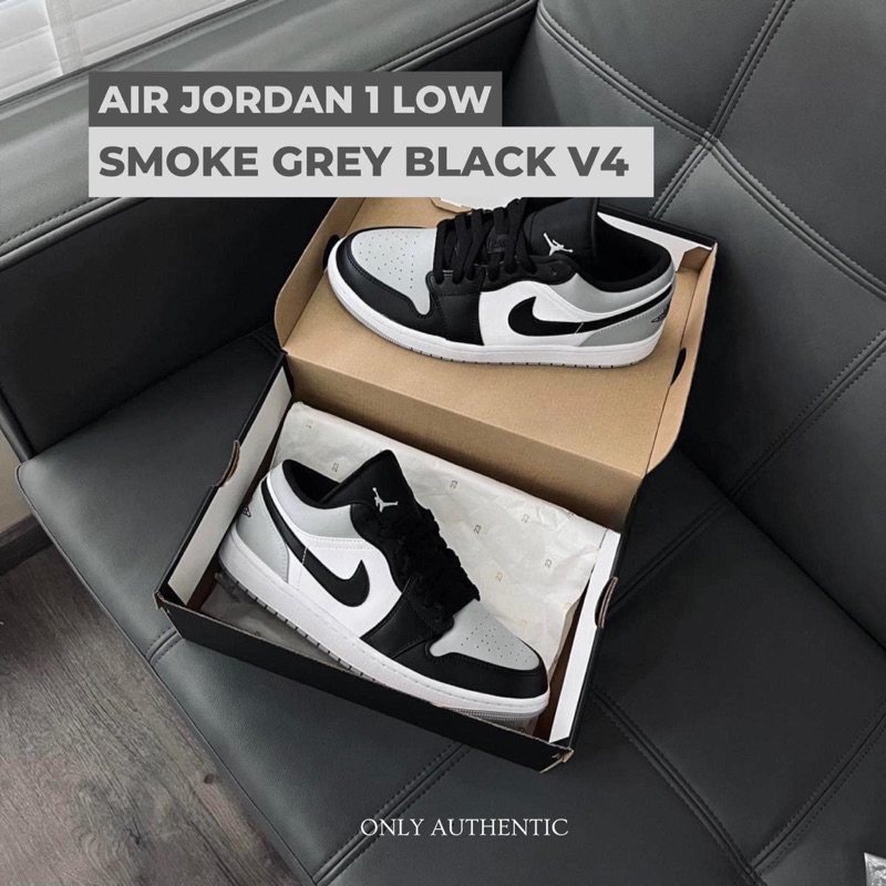 Giày Nike Air Jordan 1 Low Smoke Grey Black V4 ''553558 052 '' chính hãng cho nam nữ, Jordan low real fullbox FLEX SHOP