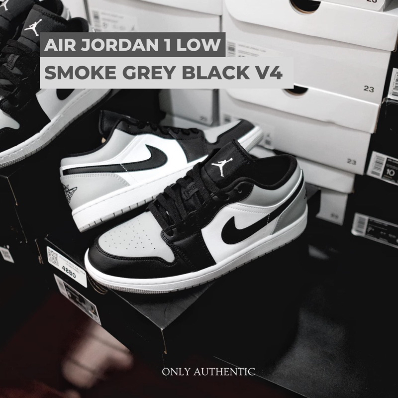 Giày Nike Air Jordan 1 Low Smoke Grey Black V4 ''553558 052 '' chính hãng cho nam nữ, Jordan low real fullbox FLEX SHOP