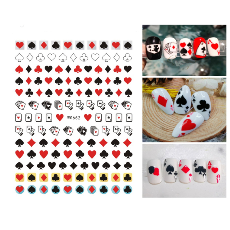 Sticker lá bài trang trí nail ,dán móng