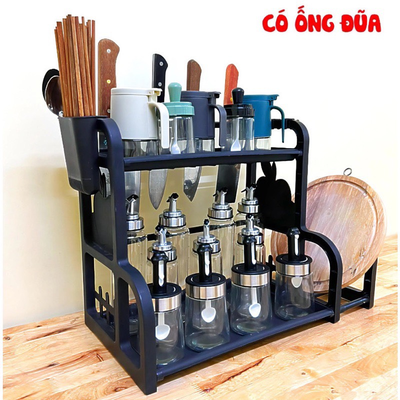 Kệ Đựng Gia Vị Nhà Bếp Chữ B, Kệ Đựng Đồ Dùng Nhà Bếp, kệ gia vị 2 tầng tiện ích