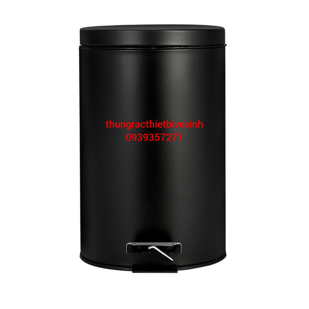 Thùng rác inox đạp chân 5- 8 lít đen chính hãng thùng rác có nắp tiện lợi chuyên dùng cho văn phòng