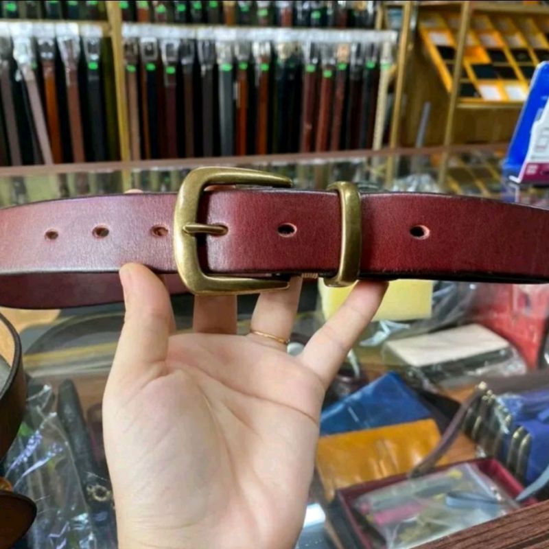 Thắt lưng nam,dây nịt da bò Ý bản nhỏ 33mm khóa đồng Retro sang trọng bảo hành 5 năm