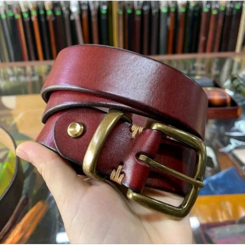 Thắt lưng nam,dây nịt da bò Ý bản nhỏ 33mm khóa đồng Retro sang trọng bảo hành 5 năm