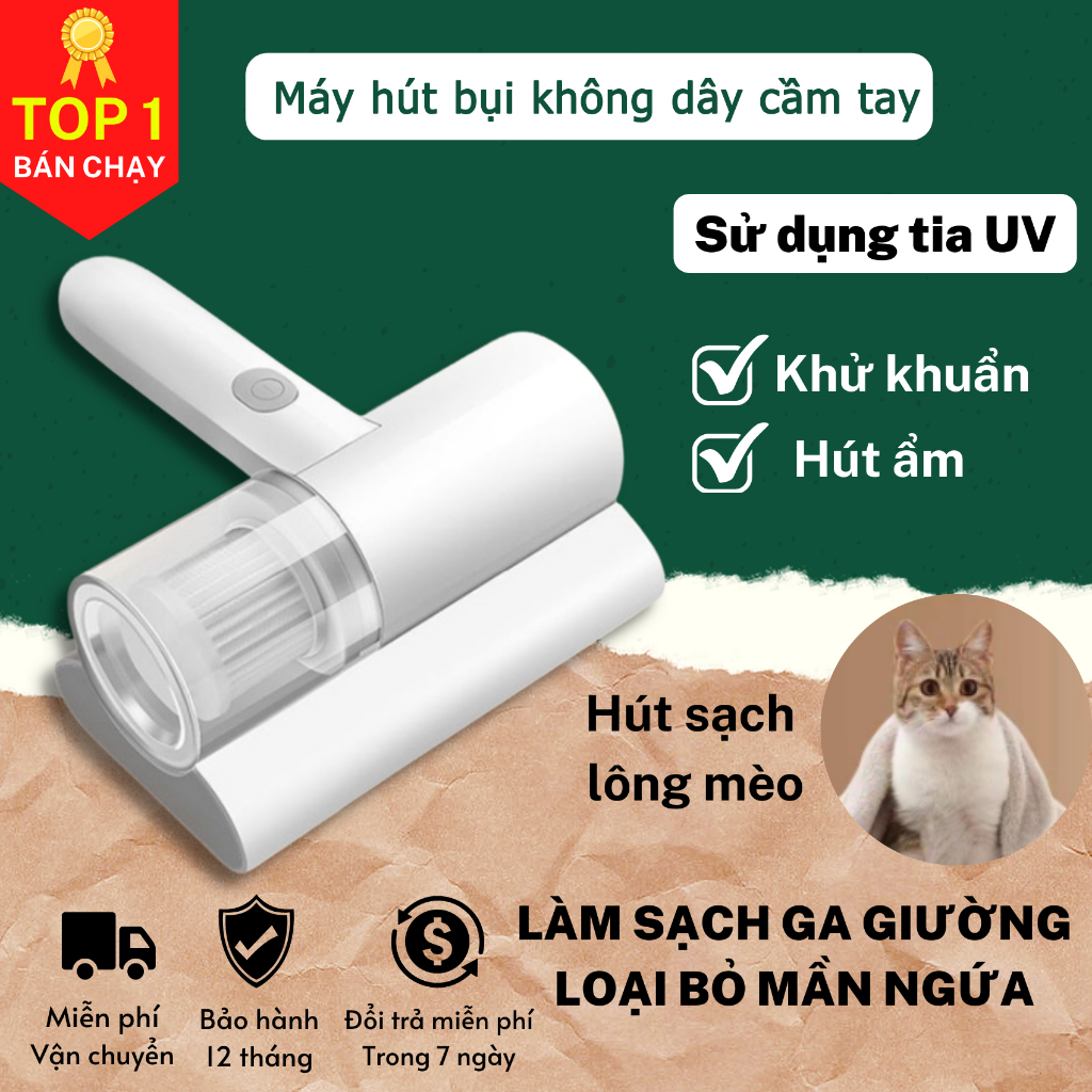 Máy Hút Bụi Cầm Tay Giường Nệm Không Dây - Máy Hút Bụi Cầm Tay Mini Có Tia UV Diệt Khuẩn An Toàn Cho Gia Đình