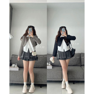 [ẢNH THẬT] Set áo vest lửng + áo somi (S172)