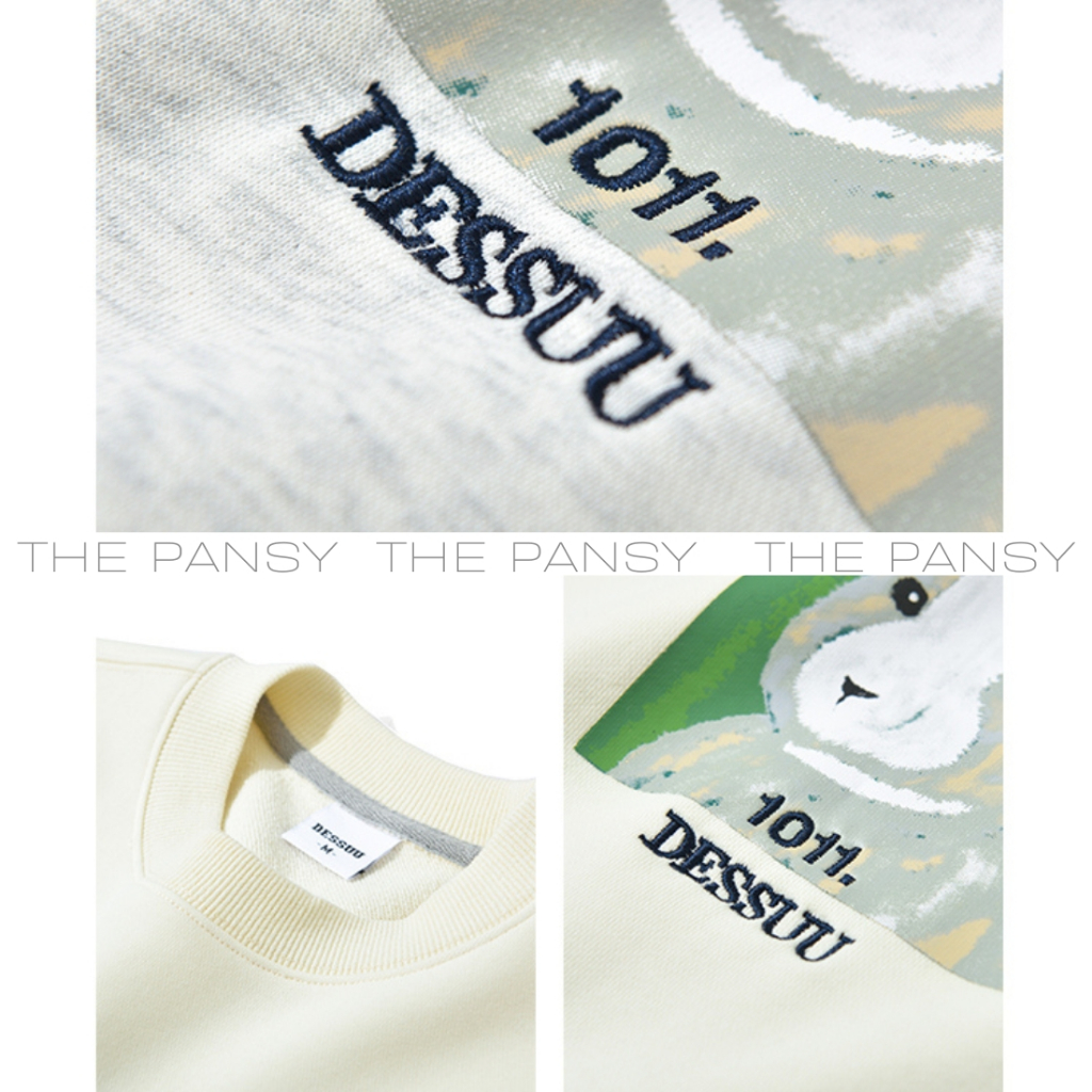 Áo sweater Dessuu hình in thỏ xám logo thêu 1011 BY DESSUU Mã 110