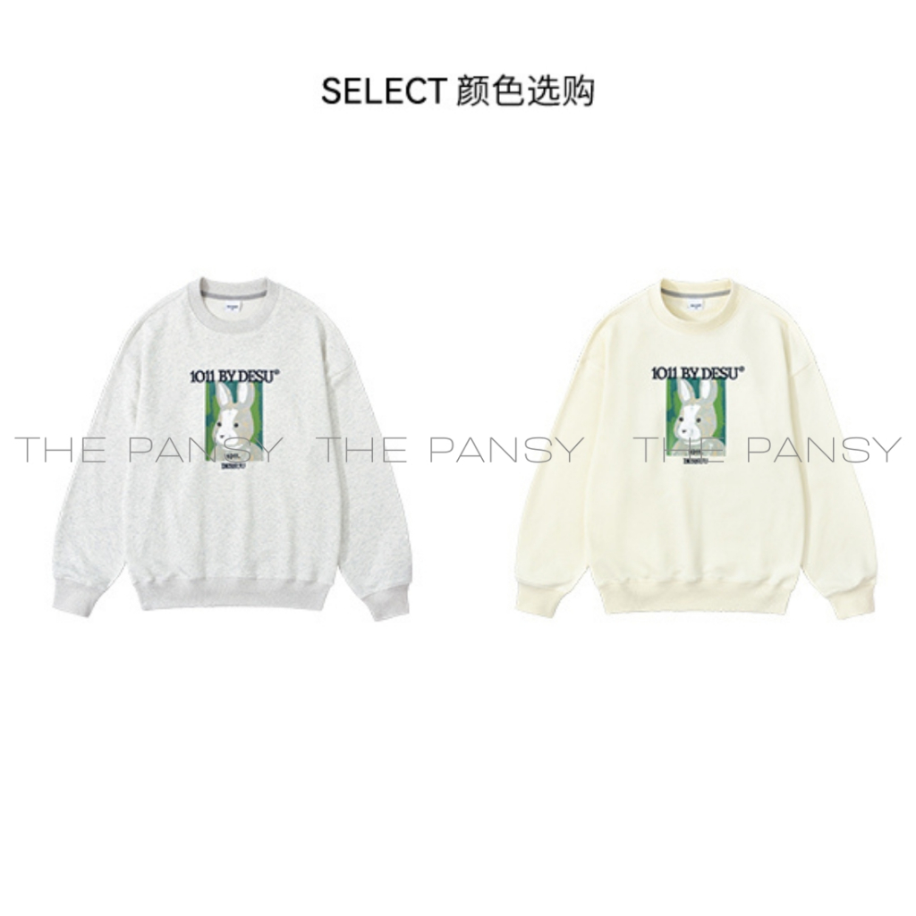 Áo sweater Dessuu hình in thỏ xám logo thêu 1011 BY DESSUU Mã 110