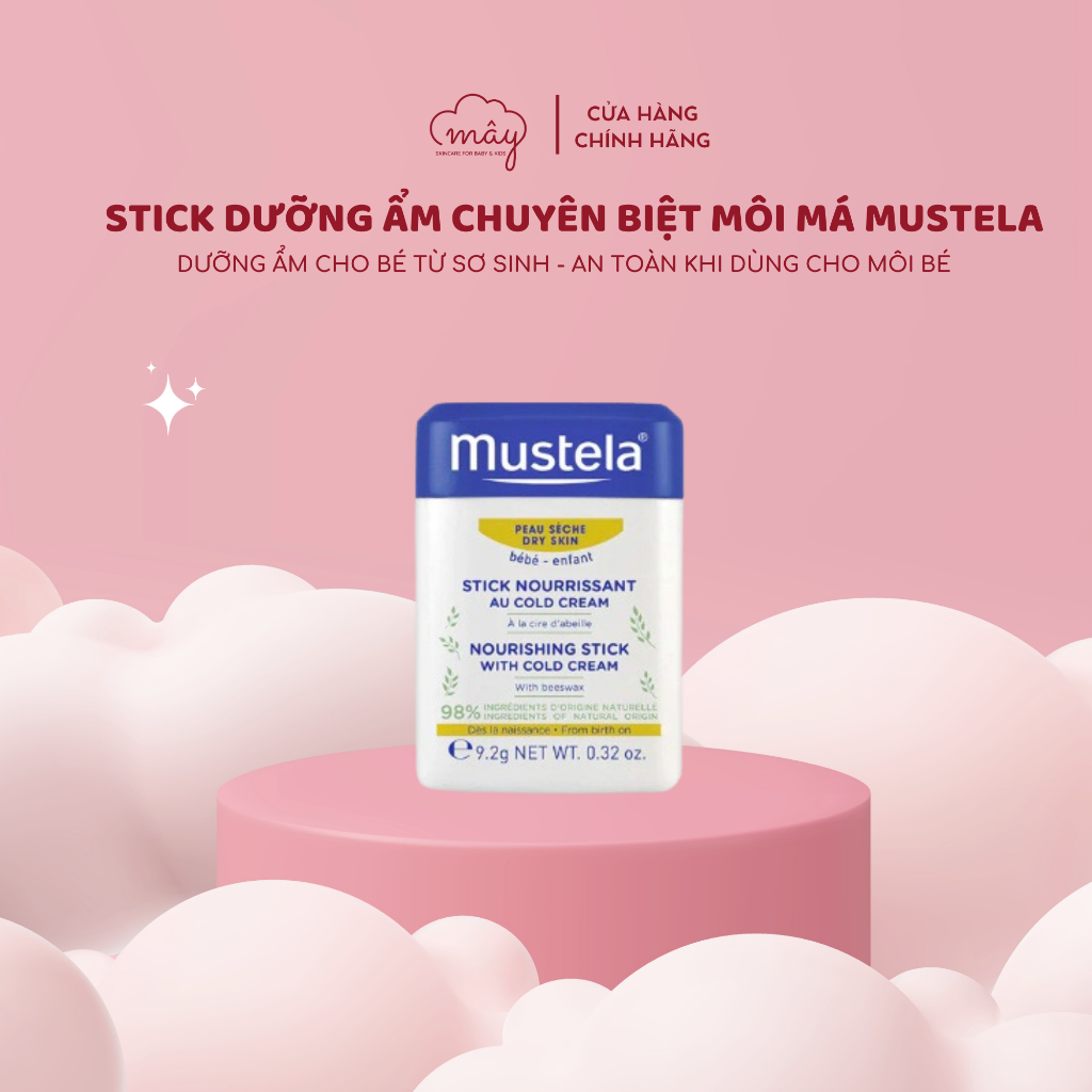 Stick dưỡng ẩm Mustela riêng biệt và an toàn cho vùng môi má bé từ sơ sinh