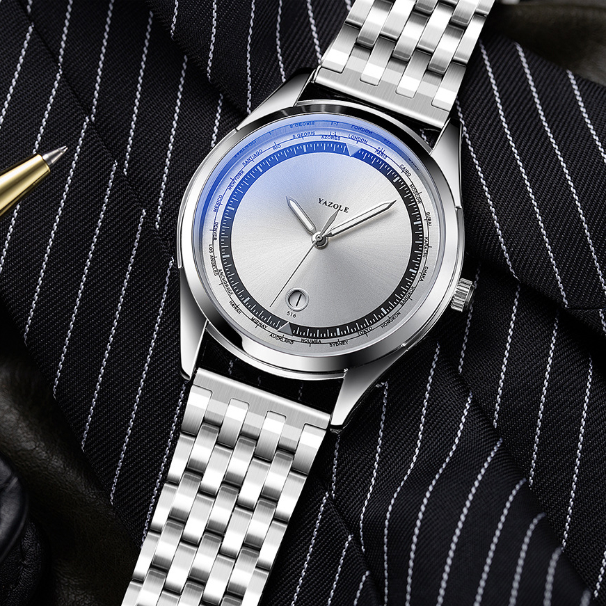 Đồng hồ nam Dây Kim Loại và Dây Da Y516 cao cấp kính ánh sáng xanh