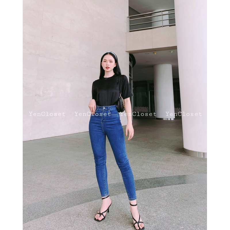 HÌNH CHỤP THẬT- Quần jeans dài lưng cao