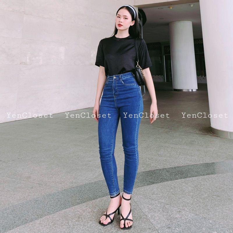 HÌNH CHỤP THẬT- Quần jeans dài lưng cao
