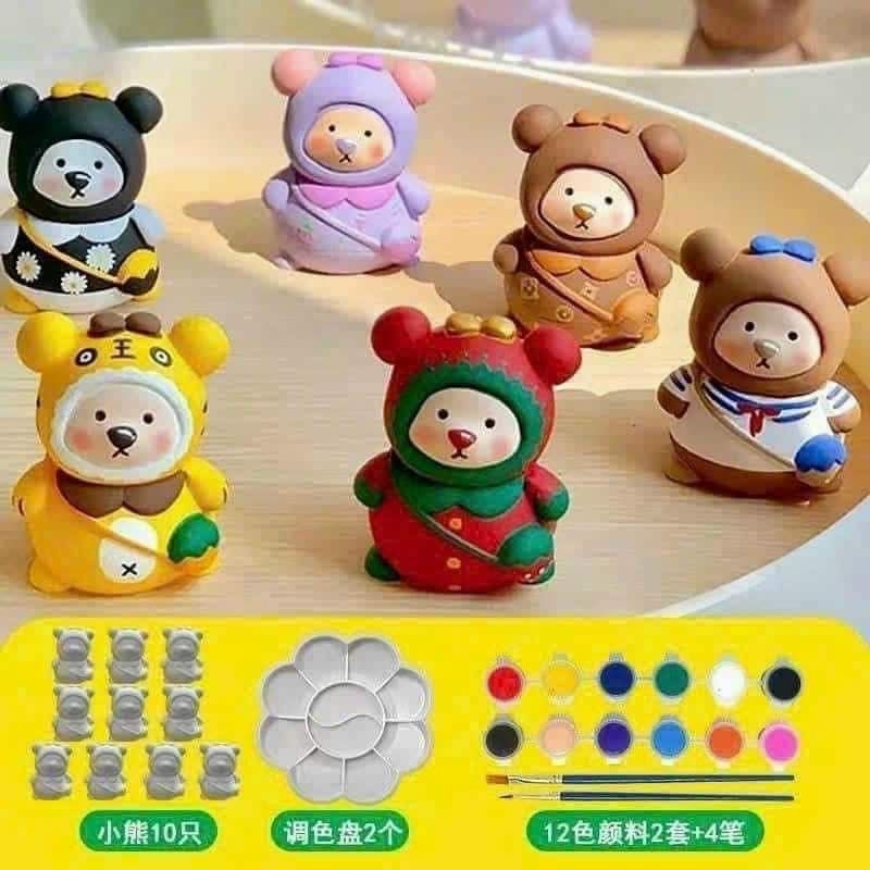 Set tô tượng gấu mini-kuromi-stitch hoạt hình 3d thạch cao