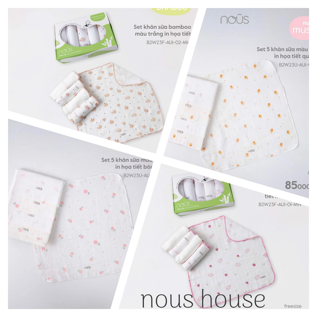 Sét 5 khăn sữa sợi tre,sợi muslin cho bé