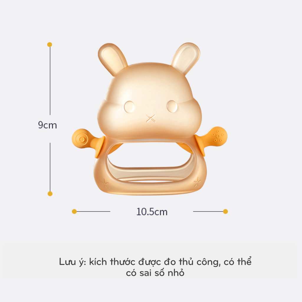 Gặm nướu cho bé, ngậm nướu silicon hình thỏ, siêu mềm, tay cầm nắm 360 độ cho bé 3 tháng trở lên