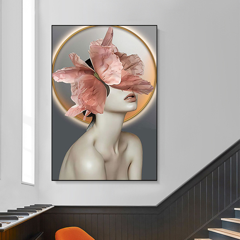 Tranh Treo Tường Tráng Gương 3D Chân Dung Cô Gái Nghệ Thuật/ Trang Trí Phòng Phun Săm/ Thẩm Mỹ/ Làm Đẹp