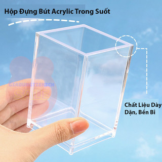 Ống đựng bút - ống đựng cọ trang điểm trong suốt để bàn, kệ đựng bút tiện dụng đa năng