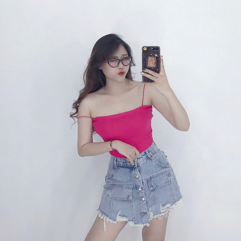 Áo croptop 2 dây thời trang mùa hè siêu xinh