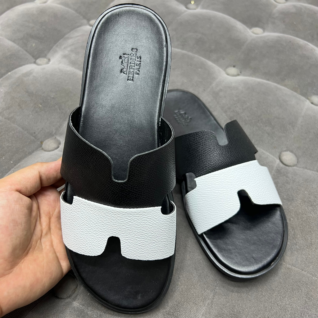 Dép chữ H nam quai da bò đế êm ái, Dép lê HM giá rẻ