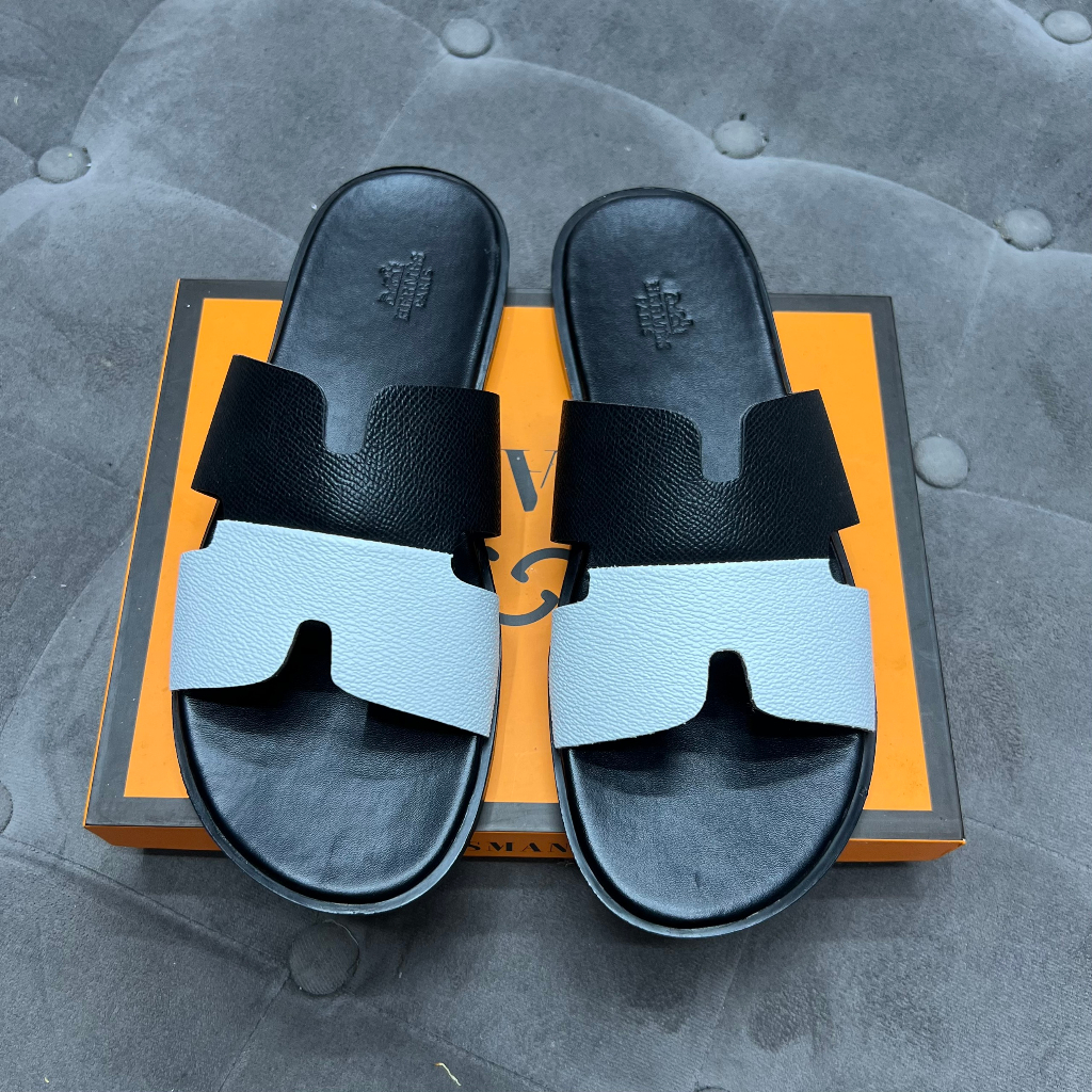 Dép chữ H nam quai da bò đế êm ái, Dép lê HM giá rẻ