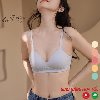 Áo ngực nữ đệm 1CM cotton XUU không gọng ôm ngực màu sắc pastel đệm liền thông hơi - AV95