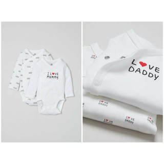 Set 2 bộ bodysuit Bodychip dài tay I love Mummy HM H&M_hàng chính hãng authentic