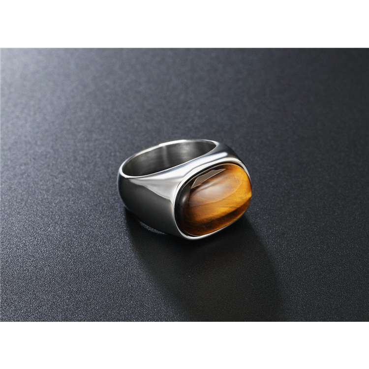 Nhẫn titan đính đá Mắt Hổ JAMS không gỉ cao cấp unisex